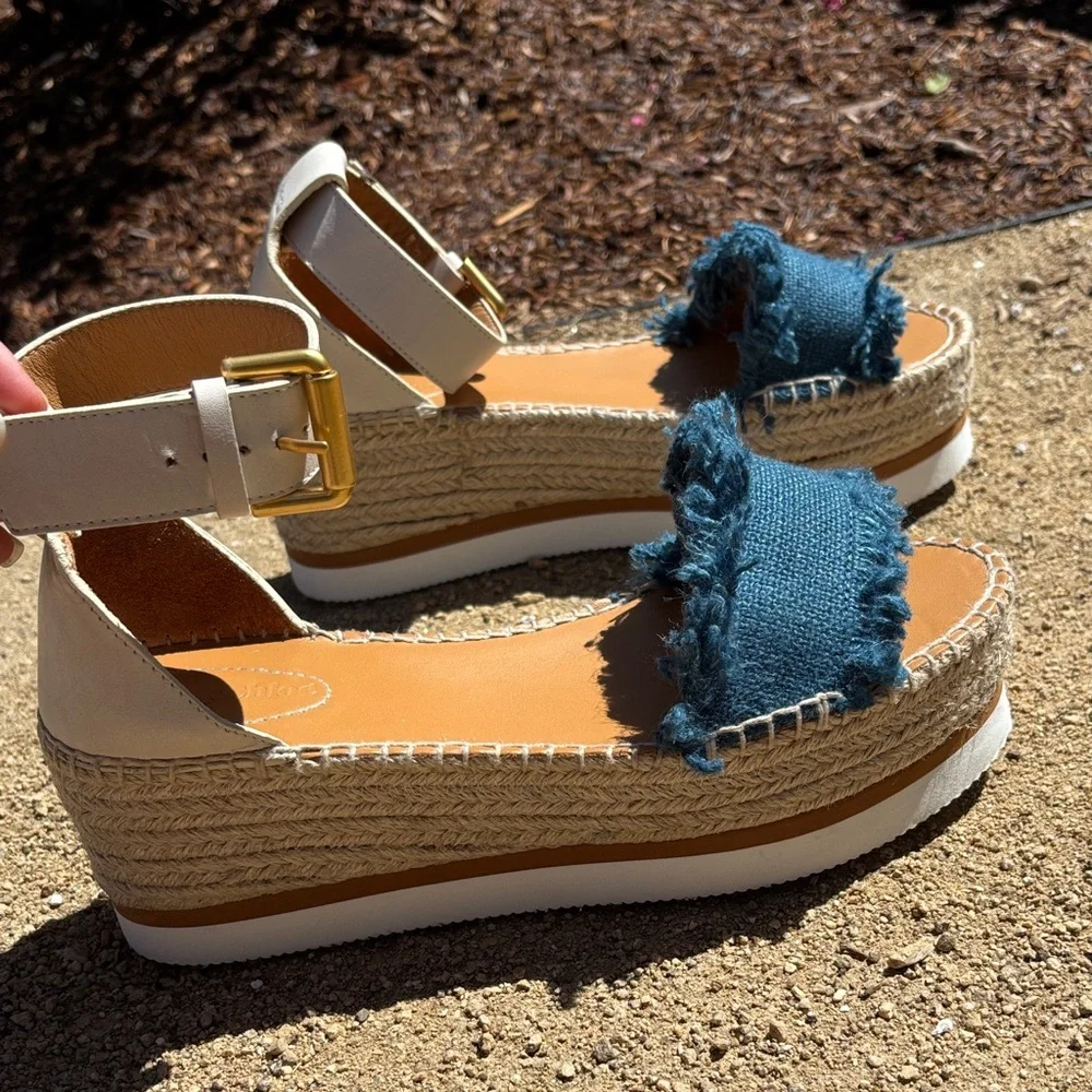 See By Chloe Glyn Espadrille‎ Wedge, Authentic. Like New.  38